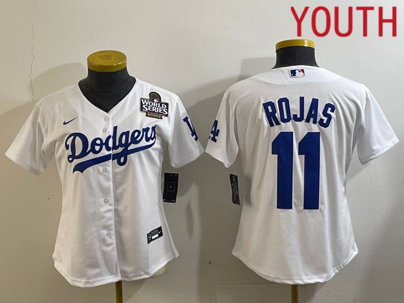 Youth Los Angeles Dodgers #11 Rojas White Game 2024 Nike MLB Jersey style 1->youth mlb jersey->Youth Jersey
